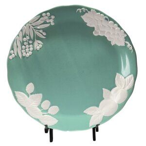 Greg Matthews Oggetti Ceramic Bread/SaladPlate Embossed Fruit & Leaves Set of 8